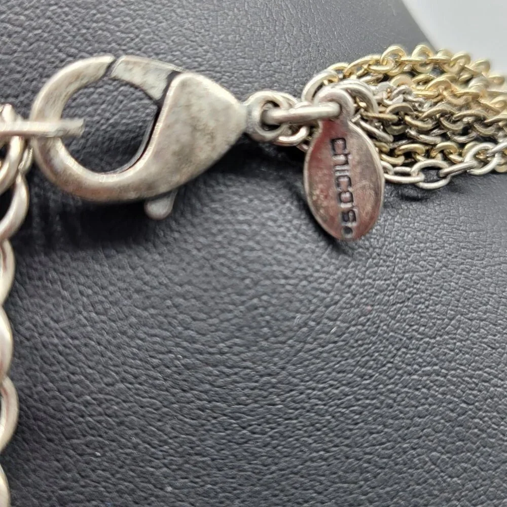 Chico's 5 Layer Mixed Metal Necklace Antiqued Silver & Gold Tone Business Casual